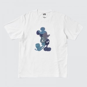 Men Uniqlo Mickey Stands Ut Short-sleeve Graphic T Shirts White | 4293536