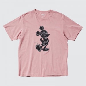 Men Uniqlo Mickey Stands Ut Short-sleeve Graphic T Shirts Pink | 1477102