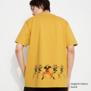 Men Uniqlo Naruto Ut Short-sleeve Graphic Naruto Uzumaki T Shirts Yellow | 3715105