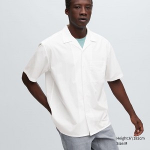 Men Uniqlo Open Collar Short-sleeve Shirts White | 8217378
