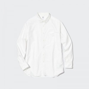 Men Uniqlo Oxford Slim-fit Long-sleeve Shirts White | 6446905