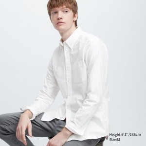 Men Uniqlo Oxford Slim-fit Long-sleeve Shirts White | 5844993