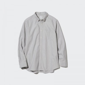 Men Uniqlo Oxford Slim-fit Long-sleeve Shirts Grey | 8231115