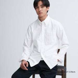 Men Uniqlo Oxford Slim-fit Long-sleeve Shirts White | 1530850