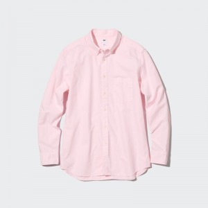 Men Uniqlo Oxford Slim-fit Long-sleeve Shirts Pink | 8535952