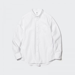 Men Uniqlo Oxford Slim-fit Long-sleeve Shirts White | 8660988
