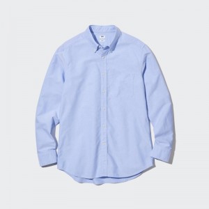 Men Uniqlo Oxford Slim-fit Long-sleeve Shirts Blue | 3887645