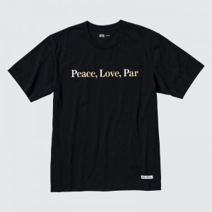 Men Uniqlo PEACE FOR ALL Short-Sleeve Graphic Adam Scott T Shirts Black | 2444004