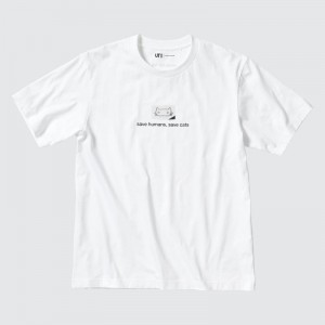 Men Uniqlo PEACE FOR ALL Short-Sleeve Graphic Haruki Murakami T Shirts White | 1644765