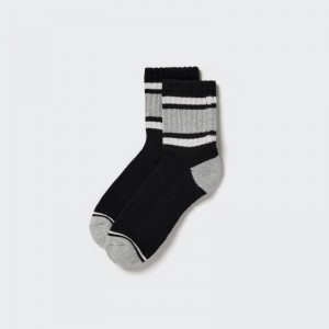 Men Uniqlo Pattern Lined Half Socks Black | 1227056