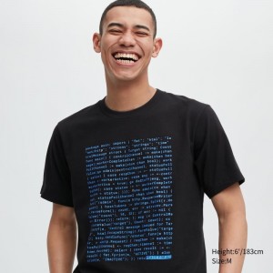 Men Uniqlo Peace For All Akamai Short-sleeve Graphic T Shirts Black | 3649700