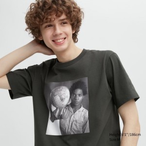Men Uniqlo Peace For All Basquiat Short-sleeve Graphic T Shirts Grey | 6636380