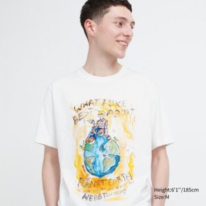 Men Uniqlo Peace For All Francesco Risso Short-sleeve Graphic T Shirts White | 7186410