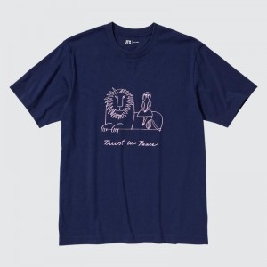Men Uniqlo Peace For All Lisa Larson Short-sleeve Graphic T Shirts Navy | 7271539