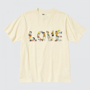 Men Uniqlo Peace For All Peanuts Short-sleeve Graphic T Shirts Yellow | 6565337