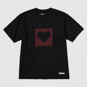Men Uniqlo Peace For All Short-sleeve Graphic Rei Inamoto T Shirts Black | 3329746