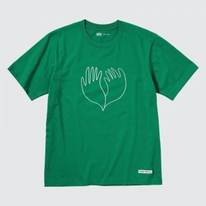 Men Uniqlo Peace For All Short-sleeve Graphic Christophe Lemaire T Shirts Green | 5546001