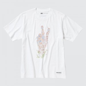 Men Uniqlo Peace For All Ut Jw Anderson Short-sleeve Graphic T Shirts White | 4462973