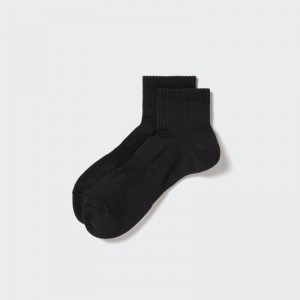 Men Uniqlo Pile Half Socks Black | 9424042