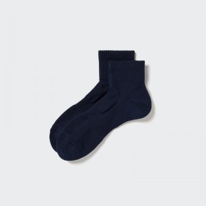Men Uniqlo Pile Half Socks Navy | 8938953