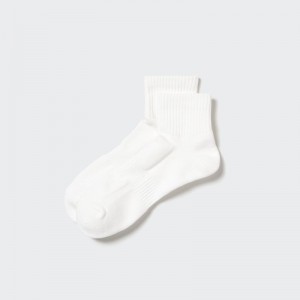 Men Uniqlo Pile Half Socks White | 7744038
