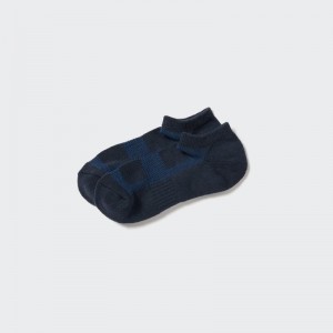 Men Uniqlo Pile Mesh Short Socks Navy | 2491221