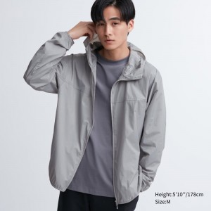 Men Uniqlo Pocketable Uv Protection 3d Cut Parka Grey | 4038131