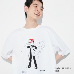Men Uniqlo Pokémon Masters Ex Ut Oversized Short-sleeve Graphic T Shirts White | 4404537