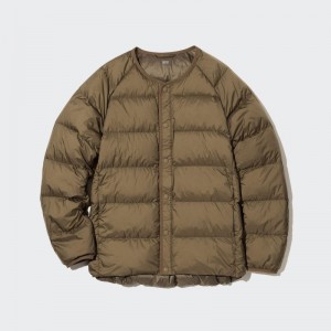 Men Uniqlo Recycled Down Jackets Brown | 8365864