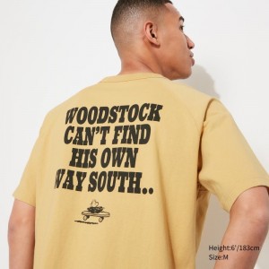 Men Uniqlo Retro Peanuts Ut Oversized Short-sleeve Graphic T Shirts Yellow | 6425689