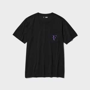 Men Uniqlo Rf Short-sleeve Graphic T Shirts Black | 7307539