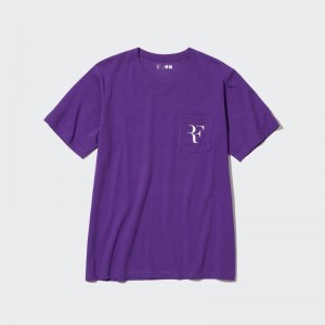 Men Uniqlo Rf Short-sleeve Graphic T Shirts Purple | 3402046