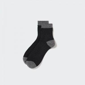 Men Uniqlo Ribbed Half Socks Black | 7239813