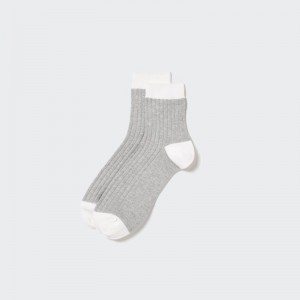 Men Uniqlo Ribbed Half Socks Grey | 978682