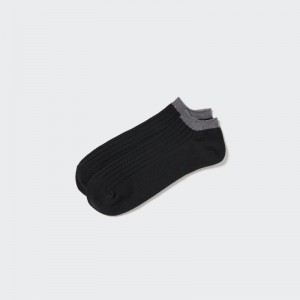 Men Uniqlo Ribbed Short Socks Black | 2852892