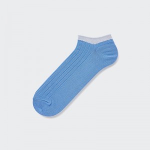 Men Uniqlo Ribbed Short Socks Blue | 5911520