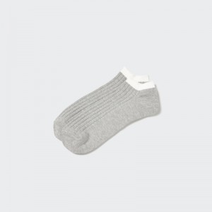 Men Uniqlo Ribbed Short Socks Grey | 7213555