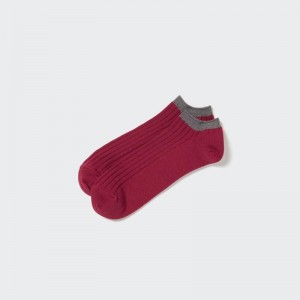Men Uniqlo Ribbed Short Socks Red | 6243557