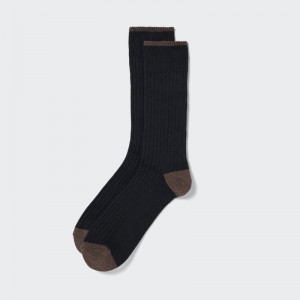 Men Uniqlo Ribbed Socks Black | 5531788