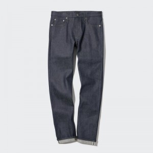 Men Uniqlo Selvedge Stretch Slim Fit Jeans Navy | 9666074