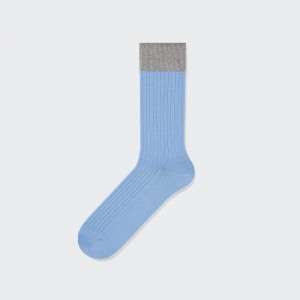 Men Uniqlo Silket Ribbed Socks Blue | 2140296