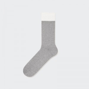 Men Uniqlo Silket Ribbed Socks Grey | 5357756