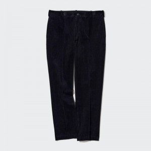 Men Uniqlo Smart Corduroy Ankle Length Pants Navy | 3967191