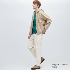 Men Uniqlo Smart Cotton Ankle Length Pants White | 1445555