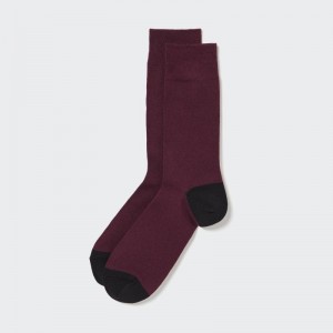 Men Uniqlo Socks Socks Burgundy | 7972545