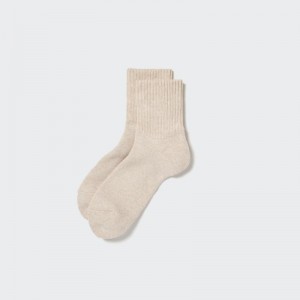 Men Uniqlo Soft Pile Half Socks Beige | 2349941