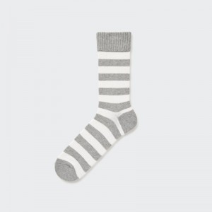 Men Uniqlo Soft Pile Striped Socks Grey | 8826666