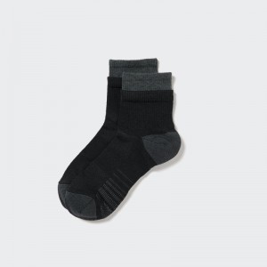 Men Uniqlo Sports Layered Half Socks Black | 9092013