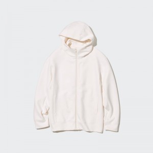 Men Uniqlo Stretch Dry Sweat Long-sleeve Full-zip Hoodie White | 2350602