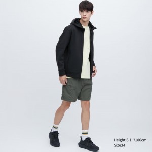 Men Uniqlo Stretch Dry Sweat Long-sleeve Full-zip Hoodie Black | 2298448
